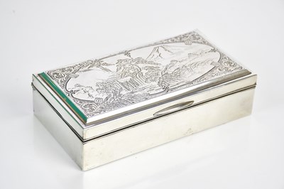 Lot 2397 - A Japanese white metal mounted wood box, the...
