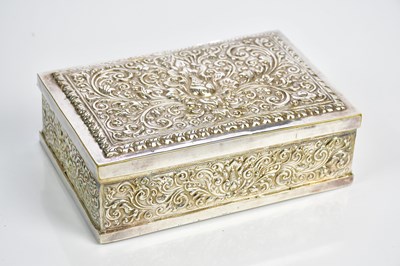 Lot 2018 - A Indian plate mounted wood cigarette box,...
