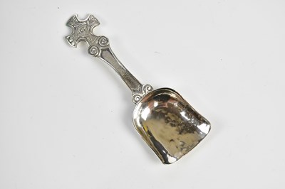 Lot 2172 - A hallmarked silver caddy spoon, with Celtic...