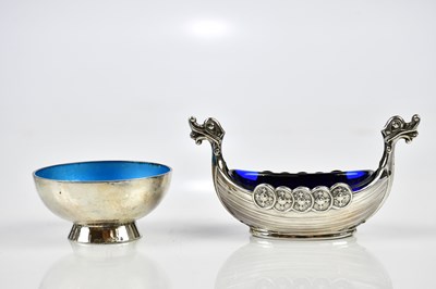 Lot 2171 - Two Norwegian silver salts, one modelled as a...