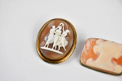 Lot 451 - A Victorian gilt metal cameo brooch, decorated...