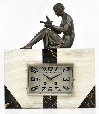 Lot 1509 - An Art Deco alabaster slate and marble figural...