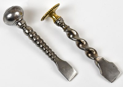 Lot 1371 - Two 18th century steel button hole cutters...