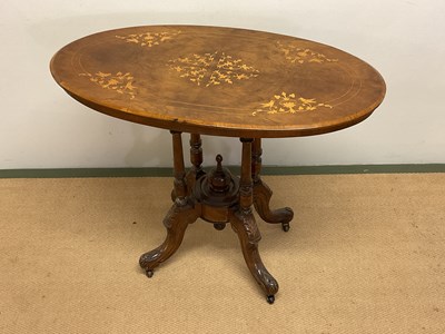 Lot 701 - An inlaid pedestal table, on quadripartite...