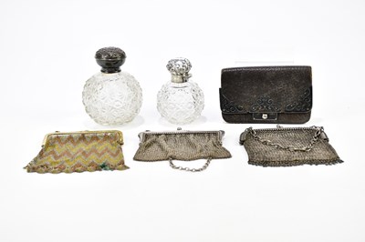 Lot 2184 - A George V hallmarked silver mesh purse,...