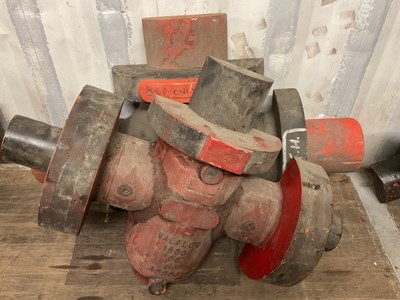 Lot 571 - Two wooden casting patterns for brass valves,...