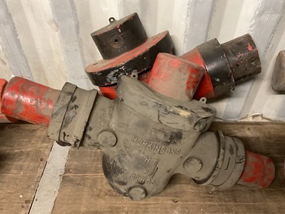 Lot 572 - Two wooden casting patterns for brass valves,...