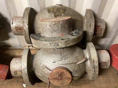 Lot 573 - Two wooden casting patterns for brass valves,...