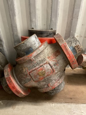 Lot 579 - Two wooden casting patterns for brass valves,...