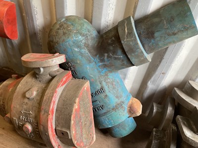 Lot 585 - Two wooden casting patterns for brass valves,...