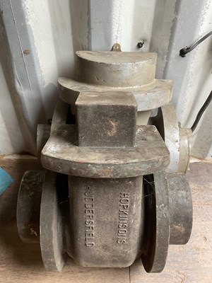 Lot 586 - Two wooden casting patterns for brass valves,...