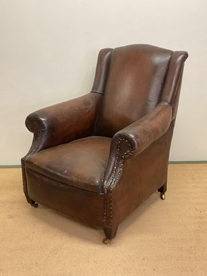 Lot 614 - A late 19th century leather upholstered...