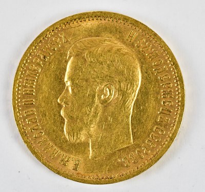 Lot 2545 - A Russian ten rouble gold coin, 1899, approx....