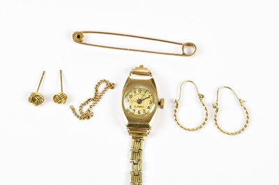 Lot 622 - A vintage 9ct yellow gold wristwatch, a 9ct...