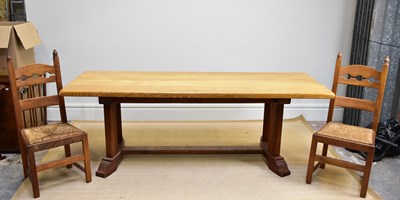 Lot 1103 - An oak refectory dining table, length 218cm...