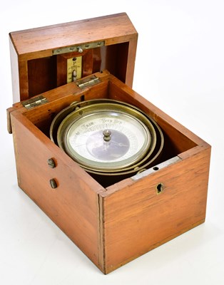 Lot 1494 - A cased binnacle barometer and thermometer.