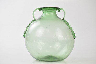 Lot 2136 - SEGUSO; a Murano green glass vase of bulbous...