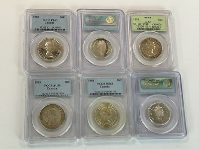 Lot 1327 - Six encapsulated coins, all with holograms and...
