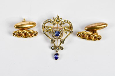 Lot 448 - A 9ct yellow gold Art Nouveau inspired seed...