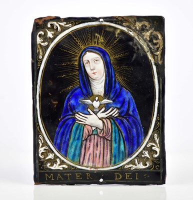 Lot 1316 - An 18th century Limoges enamel copper panel in...