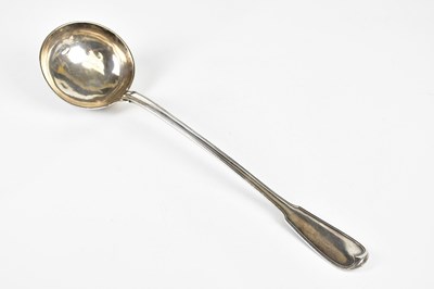 Lot 2276 - A Georgian hallmarked silver soup ladle,...