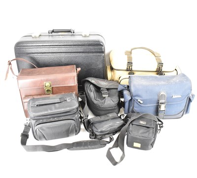 Lot 849 - Eight various hard and soft camera and...