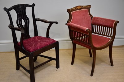 Lot 1098 - A George III style mahogany dining chair, in...