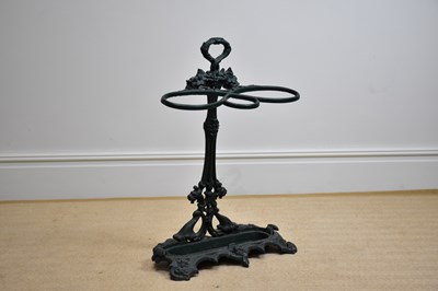 Lot 1070 - A Coalbrookdale style cast iron stick stand,...