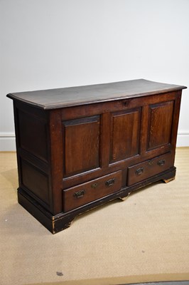 Lot 1193 - An oak mule chest, with hinged top above a...