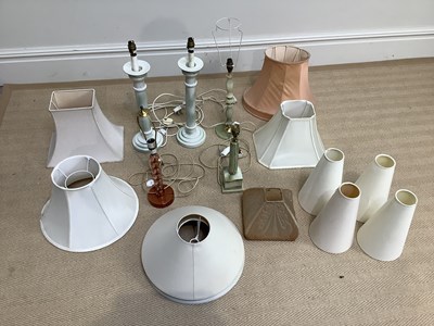 Lot 1564 - A pair of marble effect ceramic table lamps,...