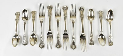 Lot 2239 - Six hallmarked silver Kings pattern table...