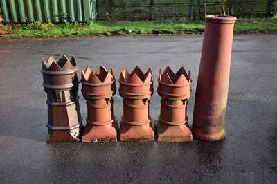 Lot 1226 - Three crown top chimney pots, height 69cm,...