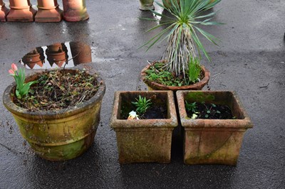 Lot 1230 - Four garden planters, comprising a circular...