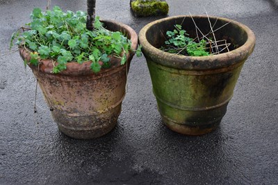 Lot 1231 - A pair of terracotta circular garden planters,...