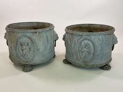 Lot 556 - A pair of Georgian style lead planters of...