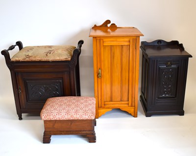 Lot 87 - A walnut tin-lined purdonium, a mahogany piano...