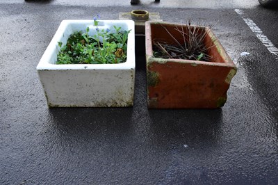 Lot 1239 - Two garden troughs converted from sinks, the...