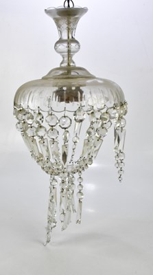 Lot 1565 - Three decorative glass shades with cut glass...