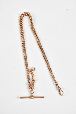 Lot 659 - A 9ct yellow gold curb link Albert chain with...