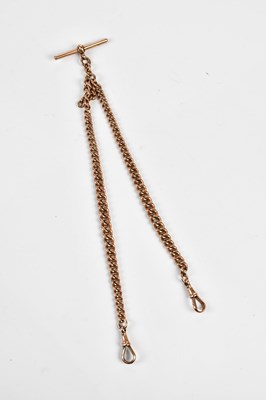 Lot 653 - A 9ct yellow gold curb link Albert chain with...