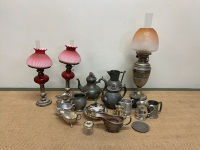 Lot 1008 - A quantity of plated ware, a silver topped...