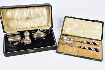 Lot 2505 - A hallmarked silver three piece cruet,...