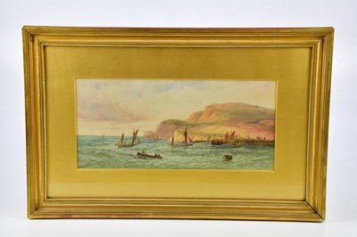 Lot 1628 - ENGLISH SCHOOL; watercolour, boats along the...