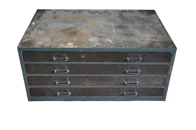 Lot 1163 - A metal plan chest, with four long drawers,...