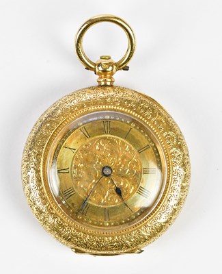 Lot 1301 - An 18ct yellow gold key wind fob watch with...
