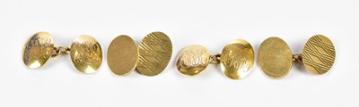 Lot 1195 - A pair of 18ct yellow gold cufflinks with...