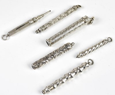 Lot 1343 - A sterling silver miniature propelling pencil...