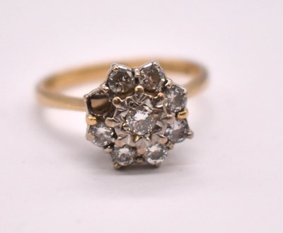 Lot 1183 - An 18ct yellow gold diamond floral cluster...