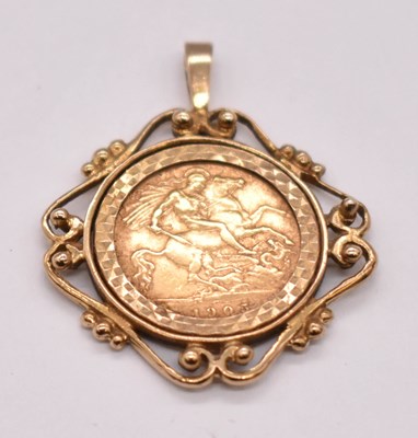 Lot 1283 - An Edwardian half sovereign, 1905, in 9ct...