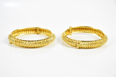 Lot 266 - A pair of Indian yellow metal filigree...